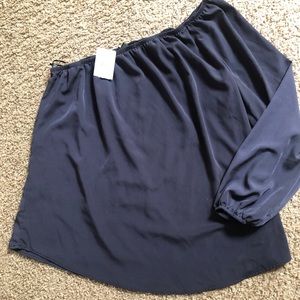 Bobeau Ladies Charcoal Silk One Sleeved Blouse